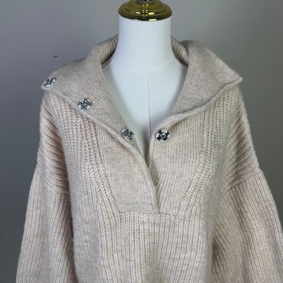 Topshop Knit Snap Collar Long Sleeve Sweater US Women's 8 - Picture 4 of 9